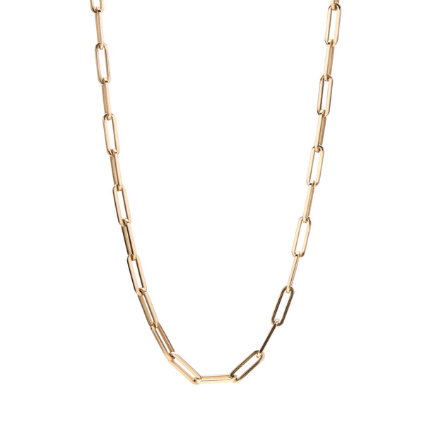 Stephanie Windsor 14k Gold Solid Paperclip Chain Necklace