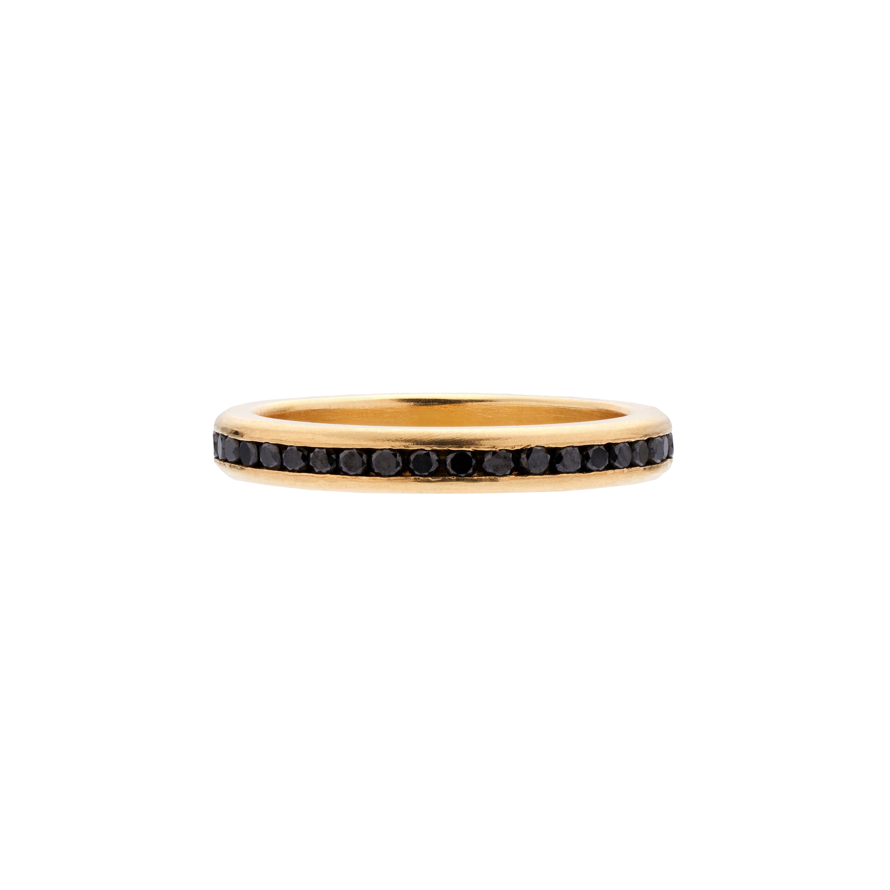 Tura Sugden 18k Yellow Gold Black Diamond Channel Eternity Band
