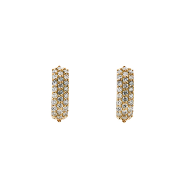 Marla Aaron 18k Yellow Gold Pave Diamond Stoned Base Hoop Earrings