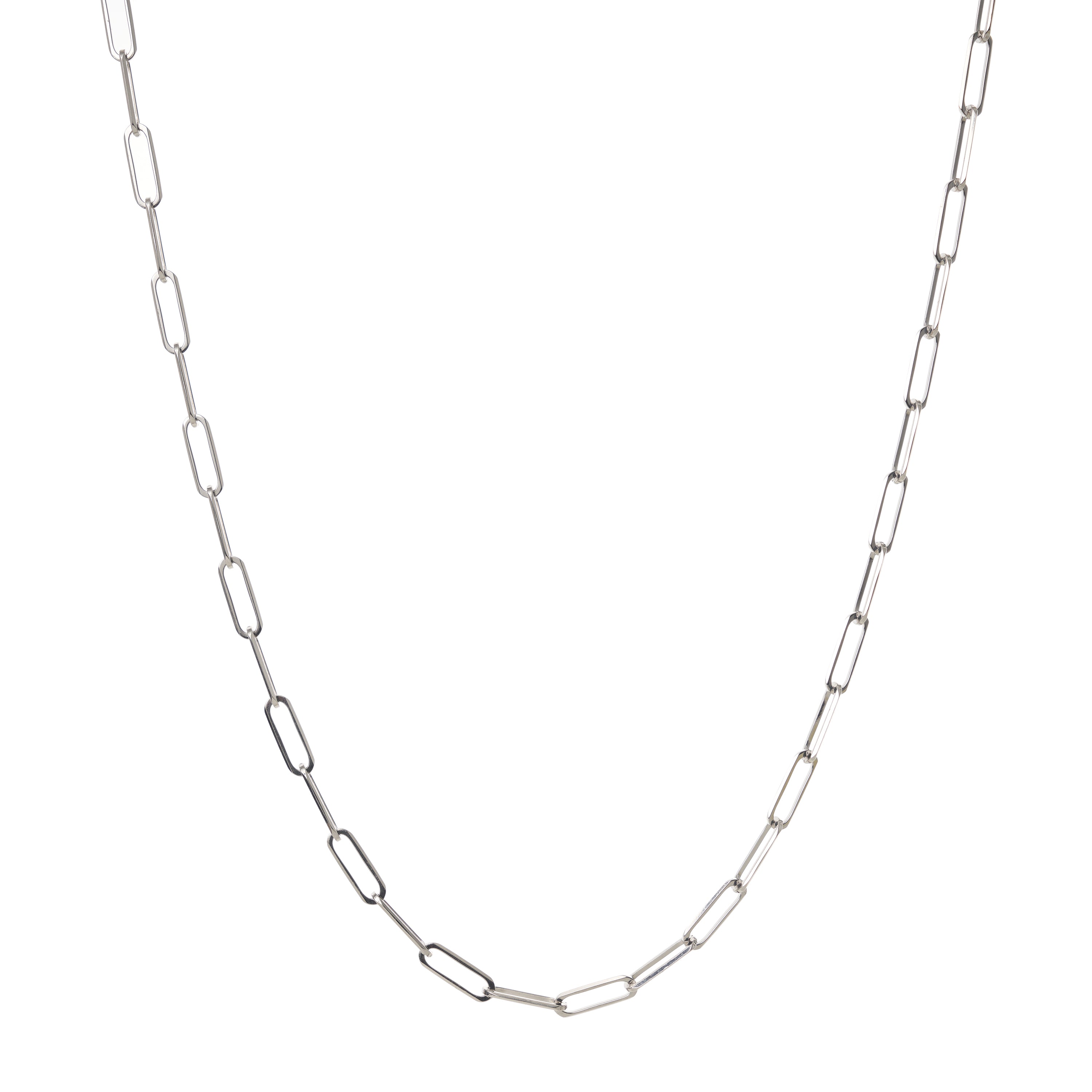 Stephanie Windsor 14k White Gold Thin Rectangle Link Chain