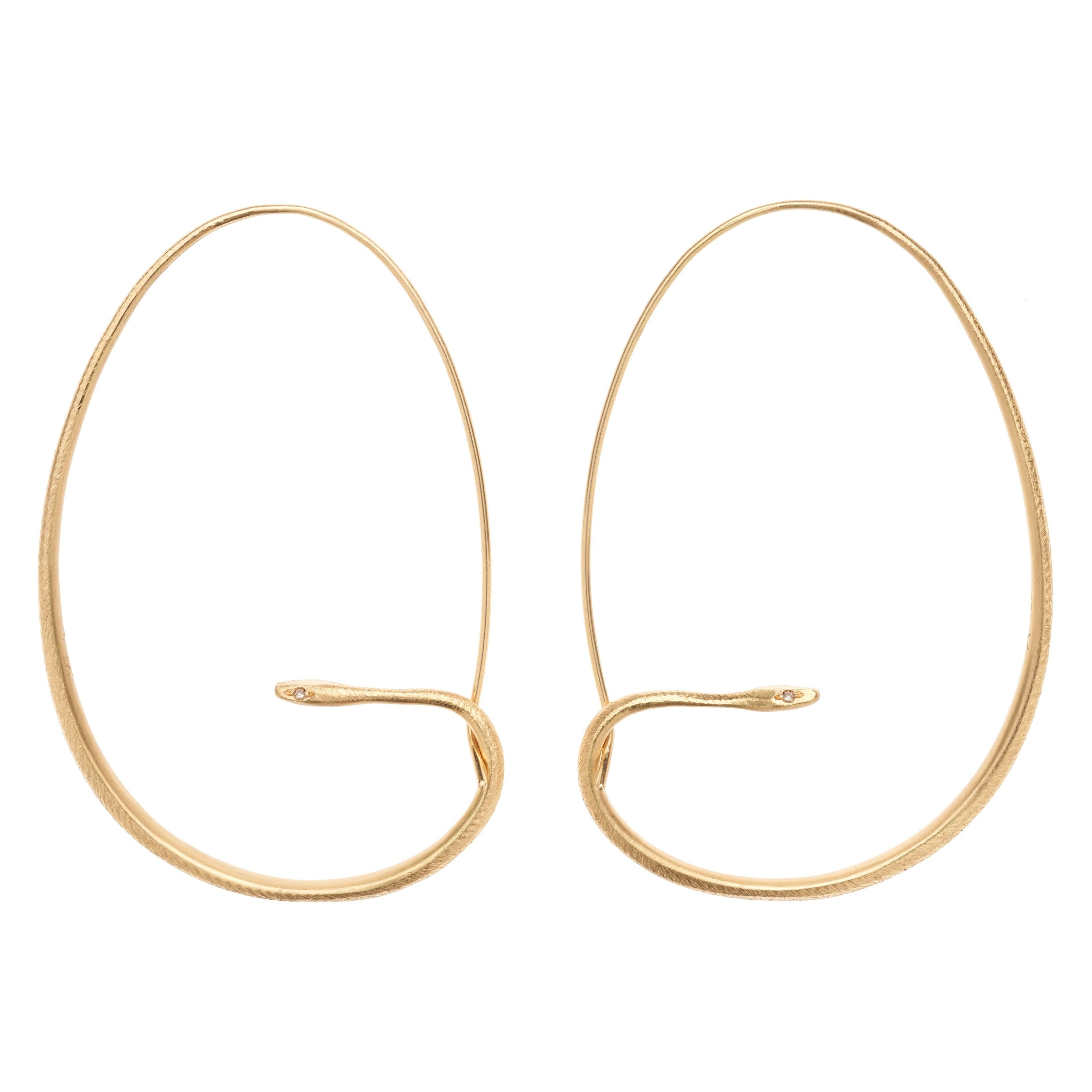 Gabriella Kiss 18k Large Snake Hoops with Diamond Eyes