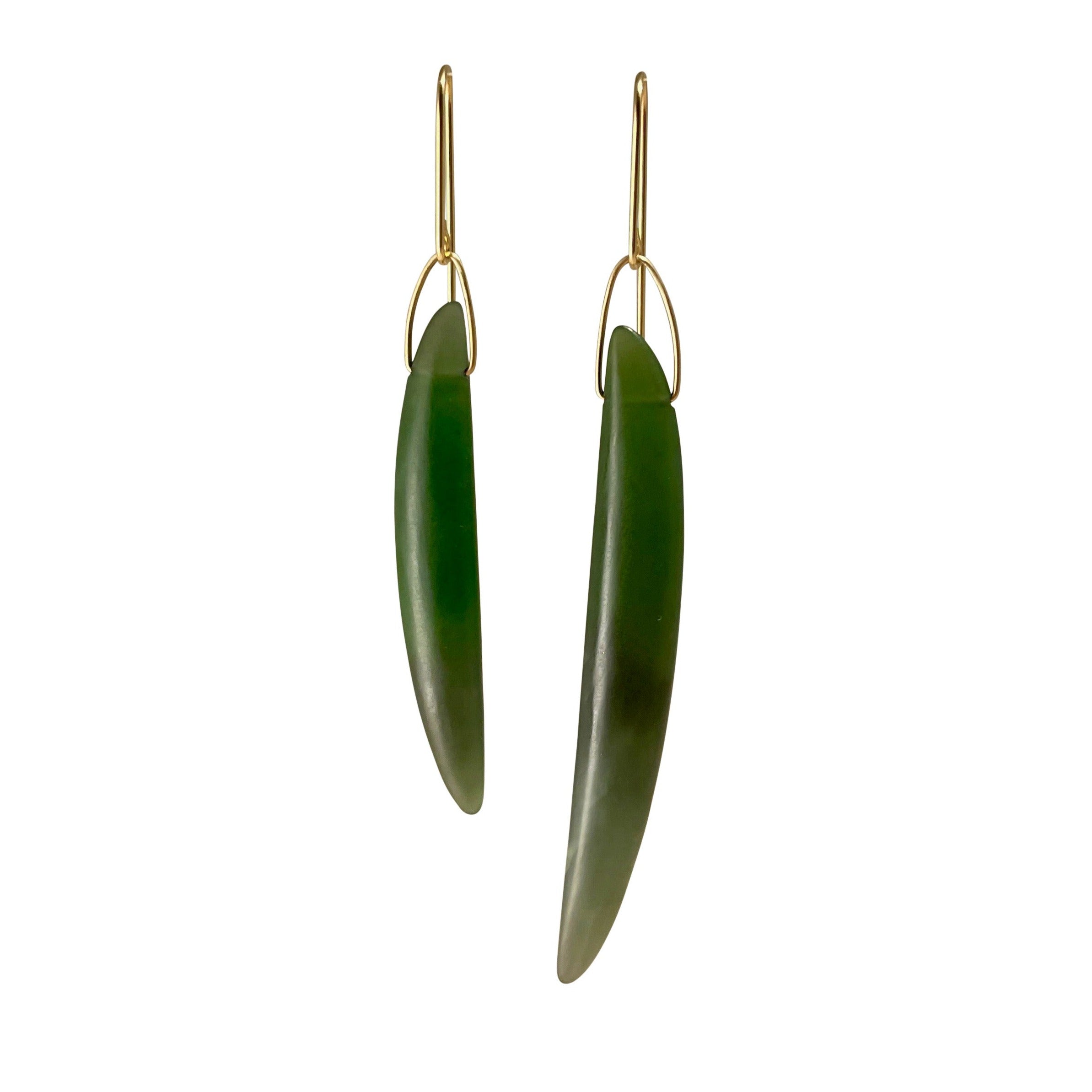 Gabriella Kiss 14/18k Nephrite Jade Bean Earrings