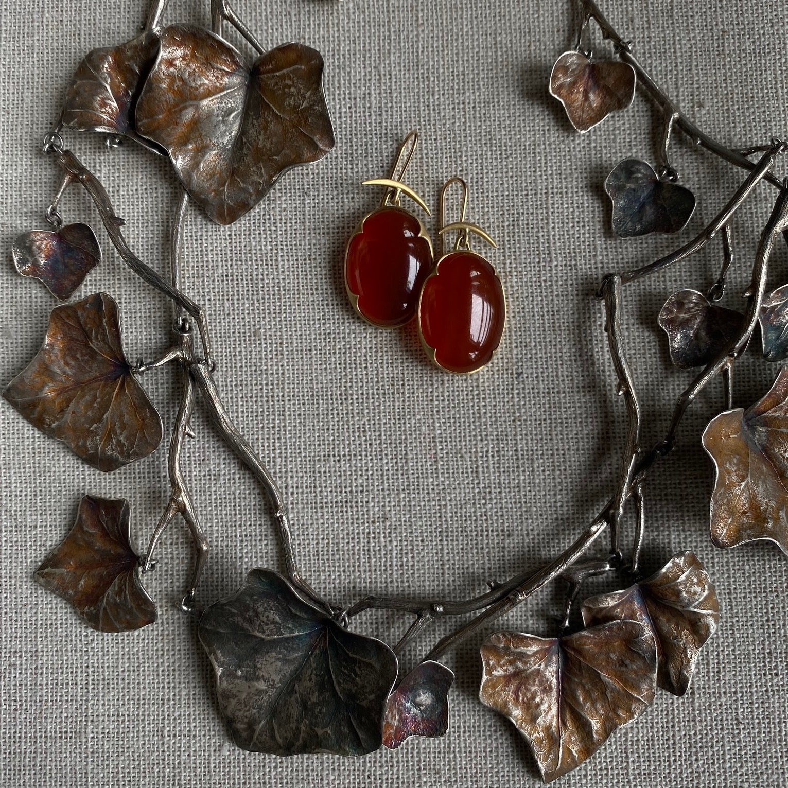 Gabriella Kiss Oxidized Silver Ivy Vine Necklace