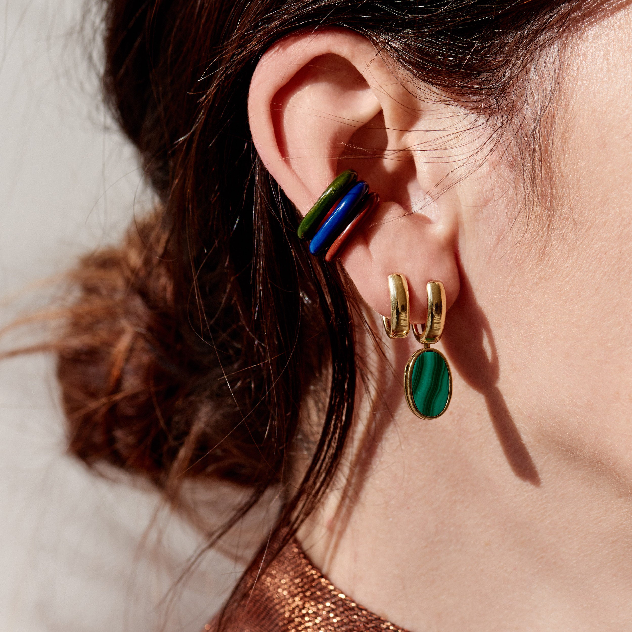Marla Aaron 18k Pair of Gold Base Hoop Earrings