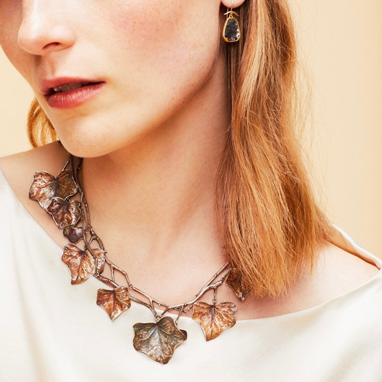 Gabriella Kiss Oxidized Silver Ivy Vine Necklace