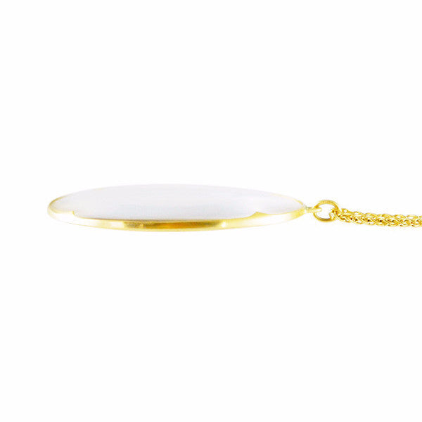 Gabriella Kiss 18k Small Oval Crystal Lens Pendant- 16"
