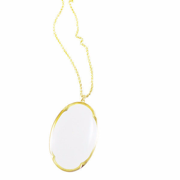 Gabriella Kiss 18k Small Oval Crystal Lens Pendant- 16"