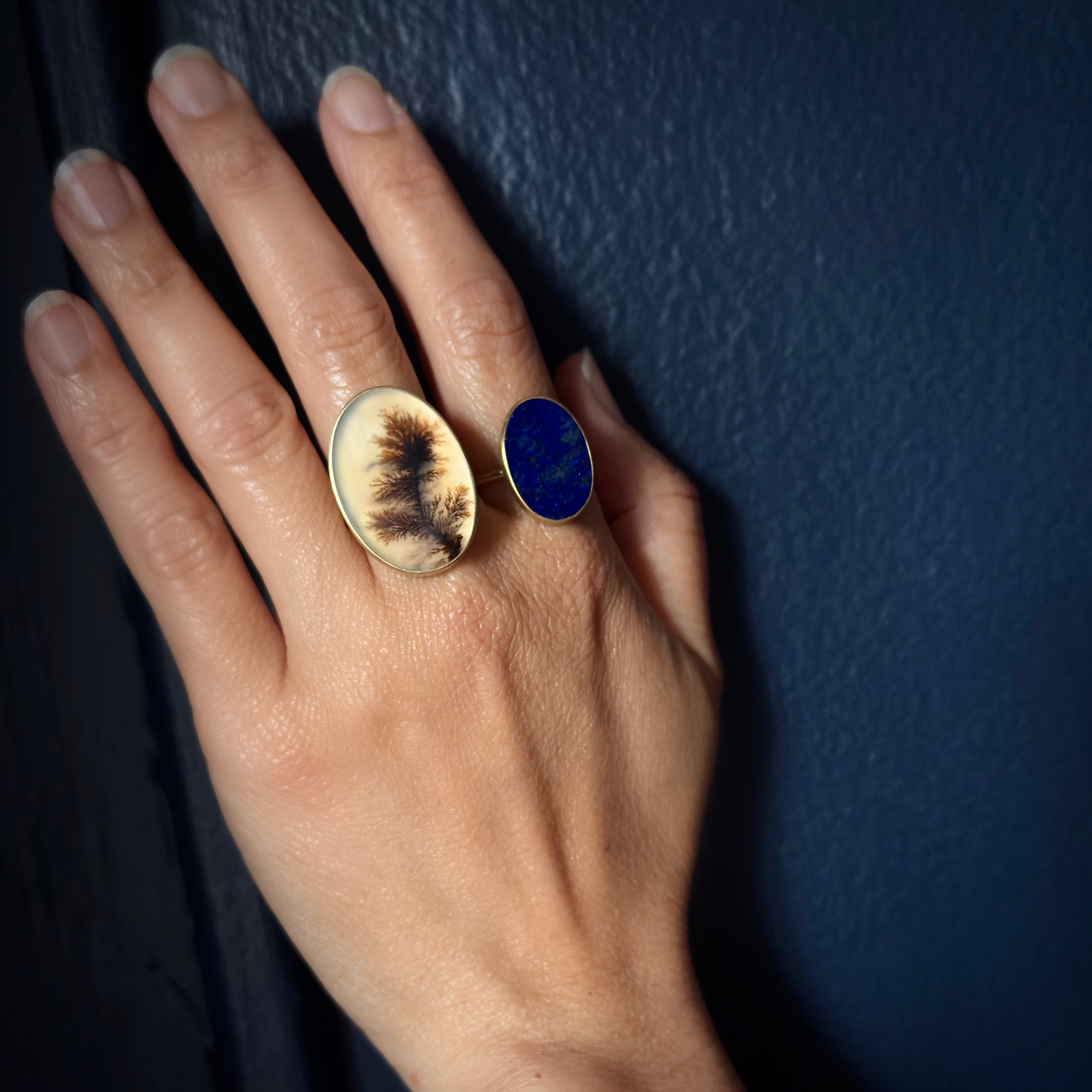 Gabriella Kiss 18k Vertical Oval Lapis Ring