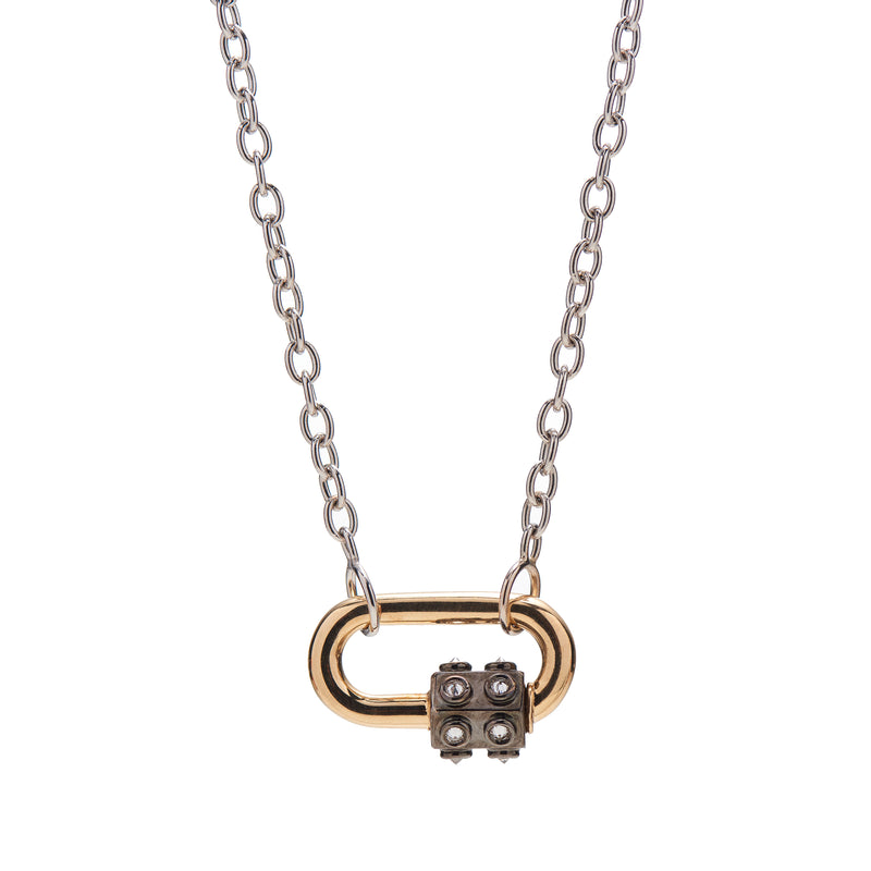 Marla Aaron White Gold Pulley Chain shown with Consuelo Lock 
