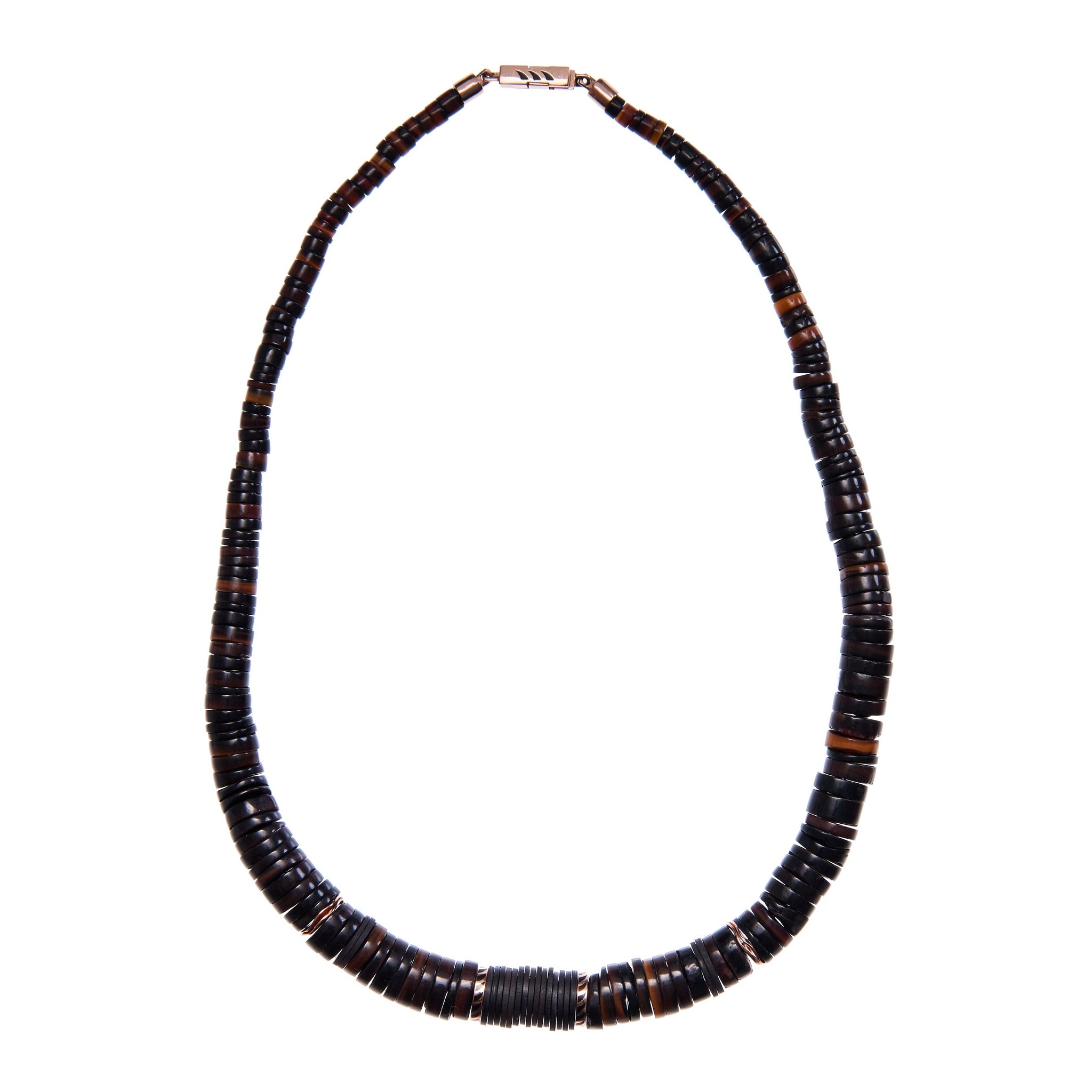 Dezso 18k Classic Chocolate Shell & Coco Shark Fin Puka Necklace, 10mm