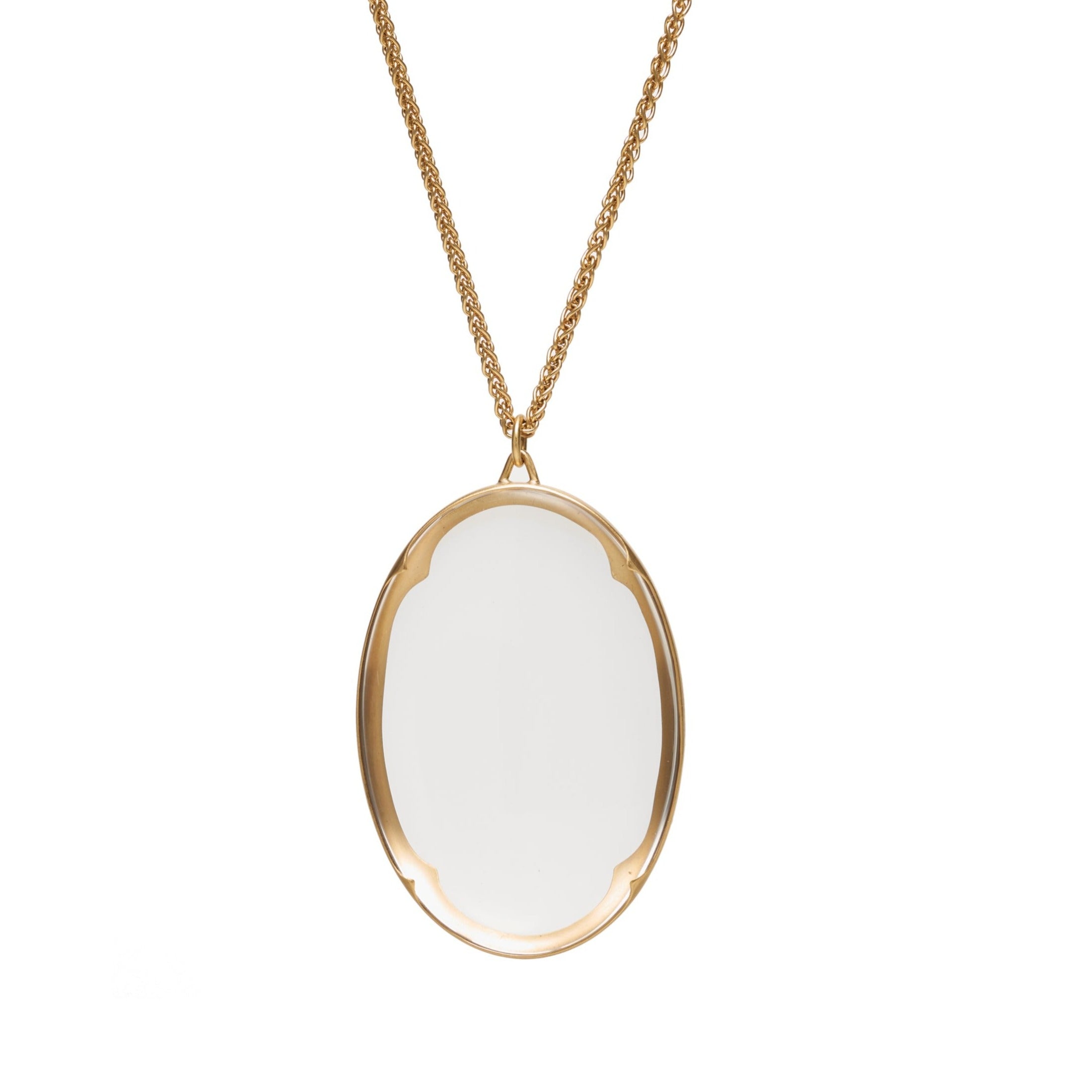 Gabriella Kiss 18k Small Oval Crystal Lens Pendant- 16"