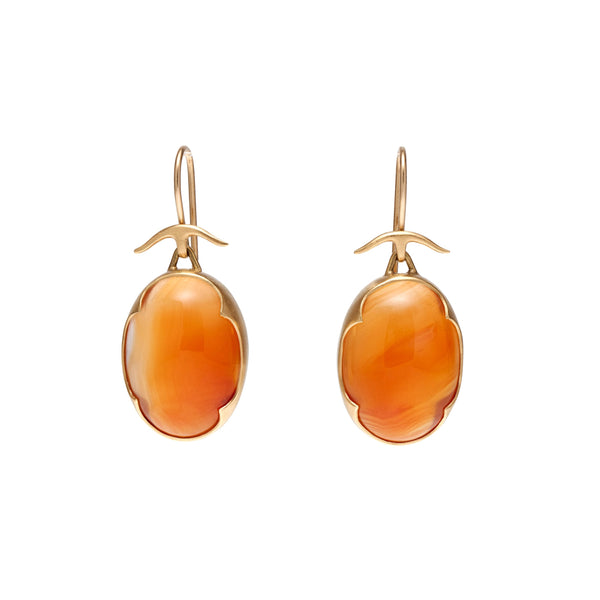 Gabriella Kiss 18k Oval Carnelian Earrings - 4 prong