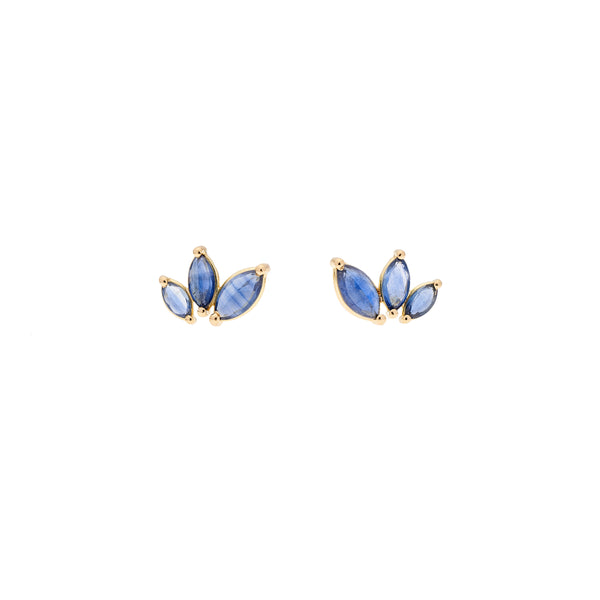 Tura Sugden 18k Blue Sapphire Marquis Cluster Earrings