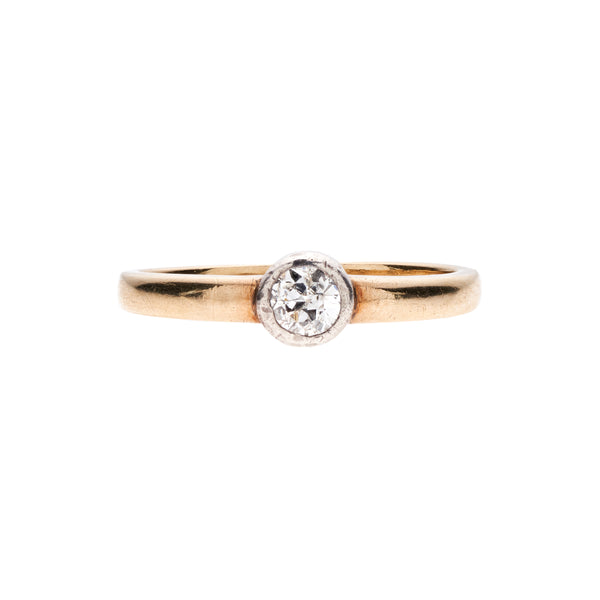 Vintage 14k Bezel Set White & Yellow Gold .25ct Diamond Ring