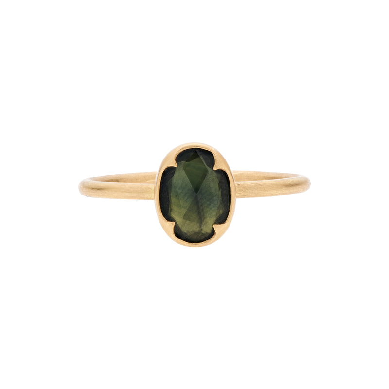Gabriella Kiss 18k Oval Faceted Green Sapphire Ring- 1.13ct