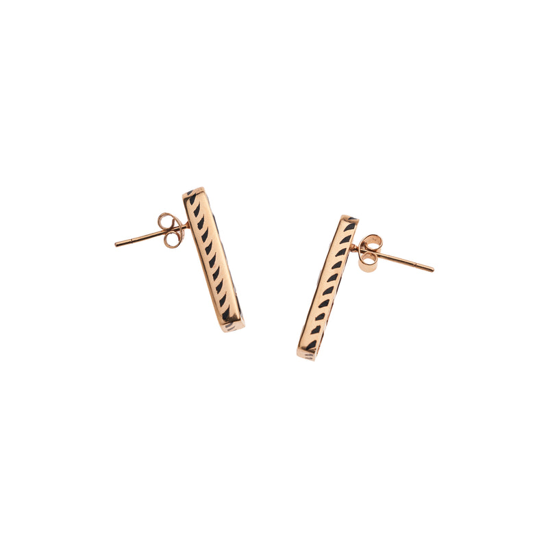Dezso 18k Rose Gold, Square Sapphire and Diamond Earrings