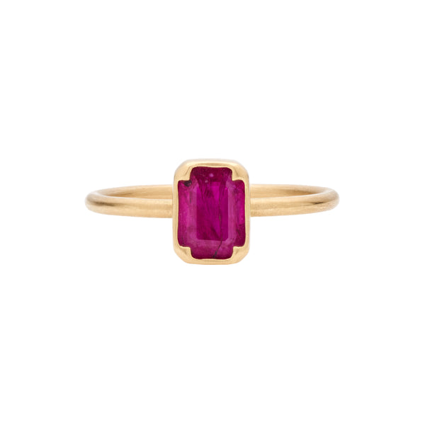 Gabriella Kiss 18k Emerald Cut Ruby Ring- 1.25ct