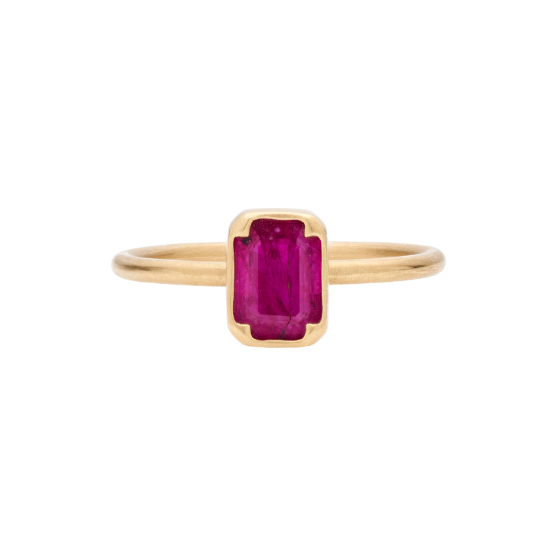 Gabriella Kiss 18k Emerald Cut Ruby Ring- 1.25ct