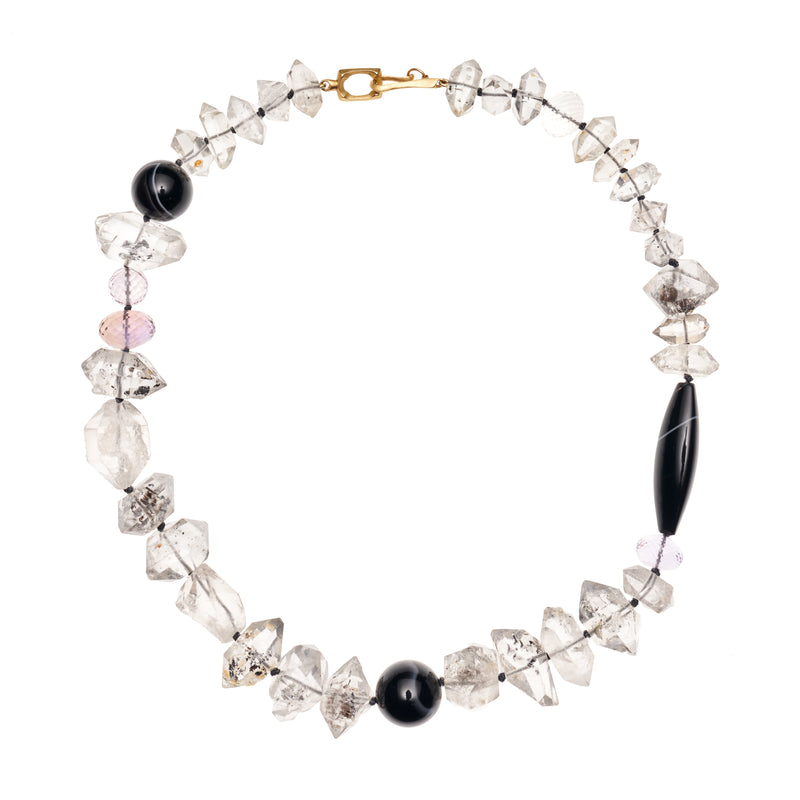 Gabriella Kiss 18k Herkimer with Agate and Pale Amethyst Necklace