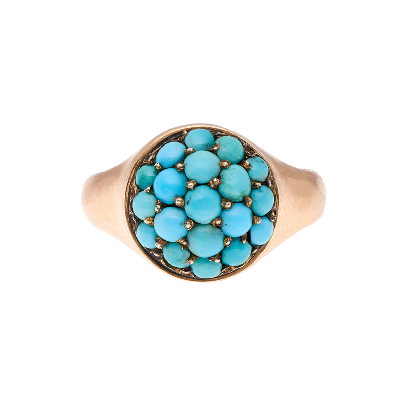 Antique 14k Pavè Turquoise Cluster Ring