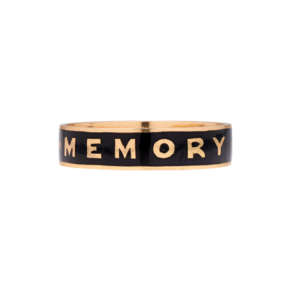 Antique Victorian 18k Black Enamel "In Memory Of" Band Ring