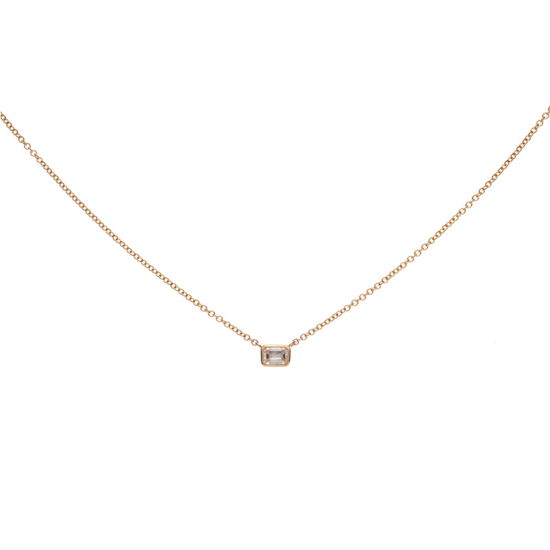 Metier Modern 14k .34ct White Emerald Cut Diamond Necklace - 16"