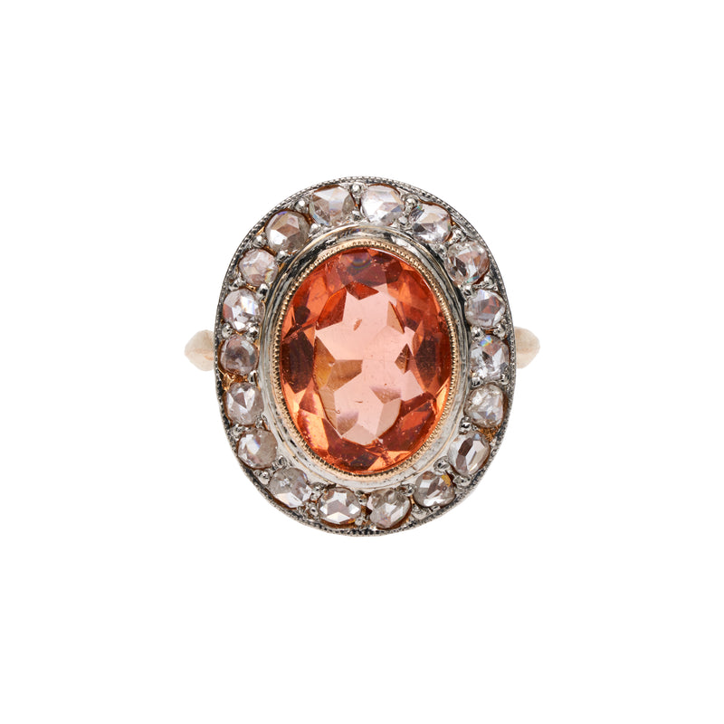Antique Late Victorian Plat/14k RG Oval Tourmaline Ring