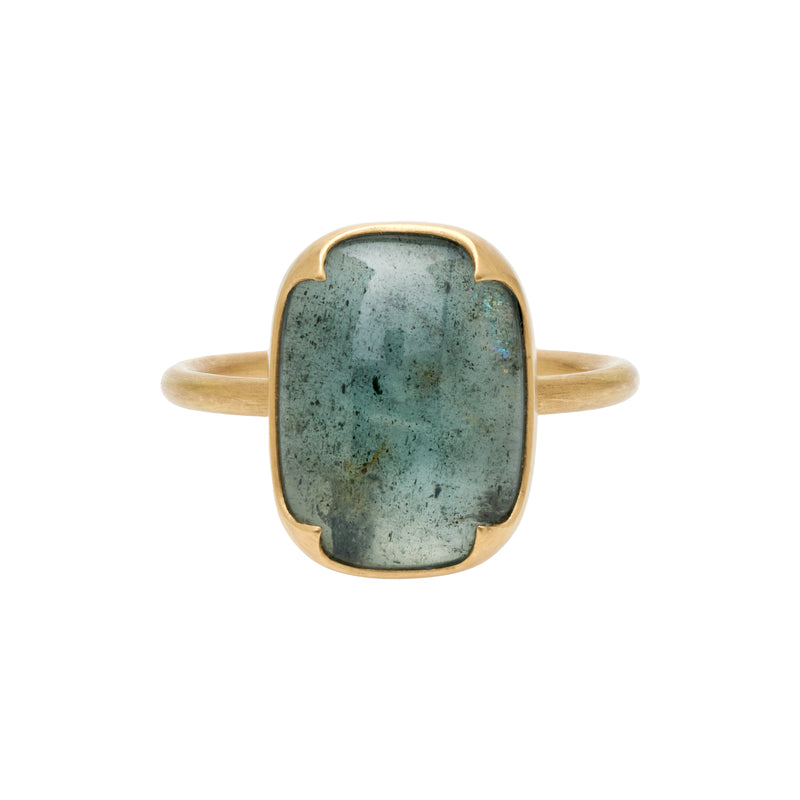 Gabriella Kiss 18k Cushion Aqua Moss Ring