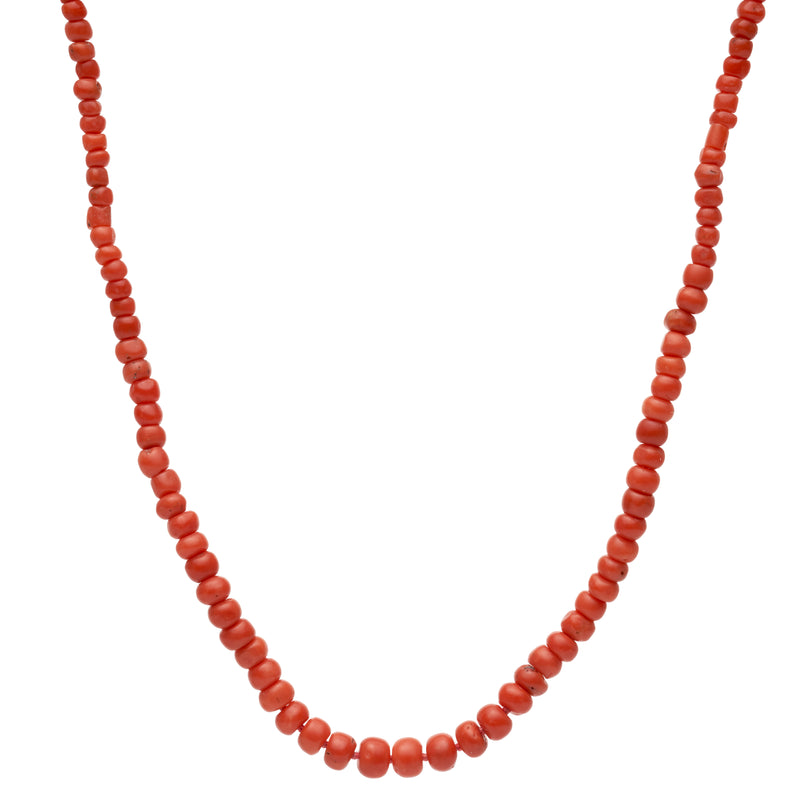 Antique Italian Coral Bead Necklace w/ 14k Clasp