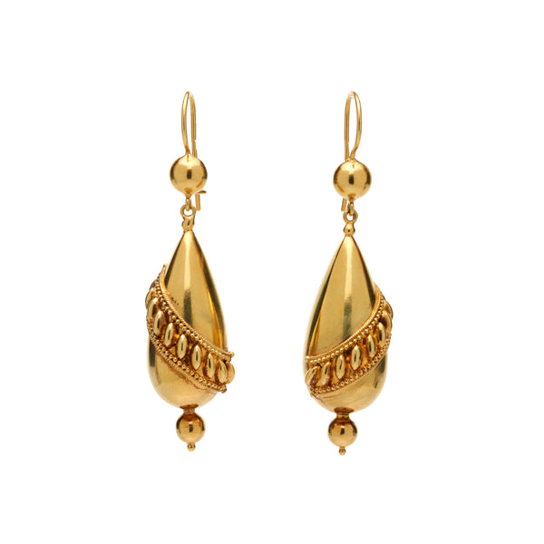 Antique Victorian 15k Torpedo Earrings