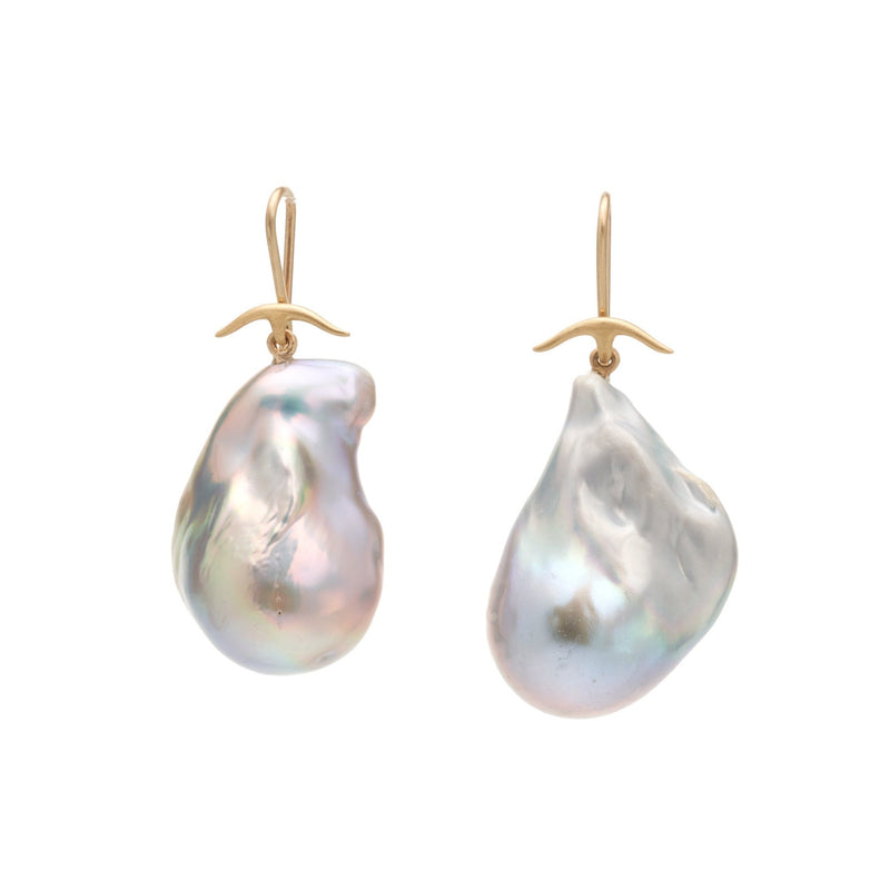 Gabriella Kiss 18k Grey Baroque Pearl Earrings