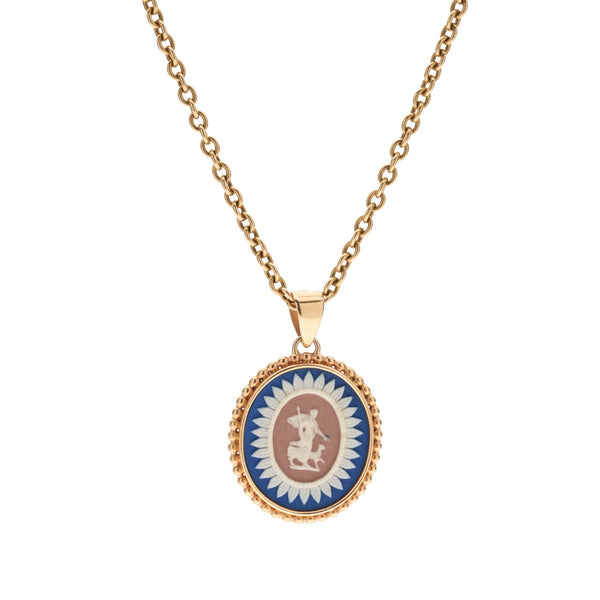 Antique Georgian Era Wedgewood with 14k Vintage Frame Pendant