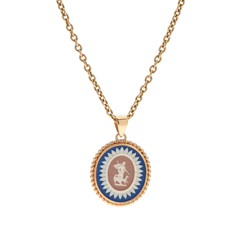 Antique Georgian Era Wedgewood with 14k Vintage Frame Pendant