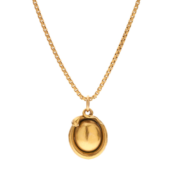 Antique Victorian 15k Oval Snake Charm Pendant