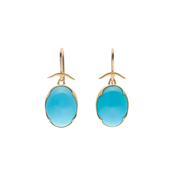 Gabriella Kiss 18k Mexican Oval Turquoise Earrings