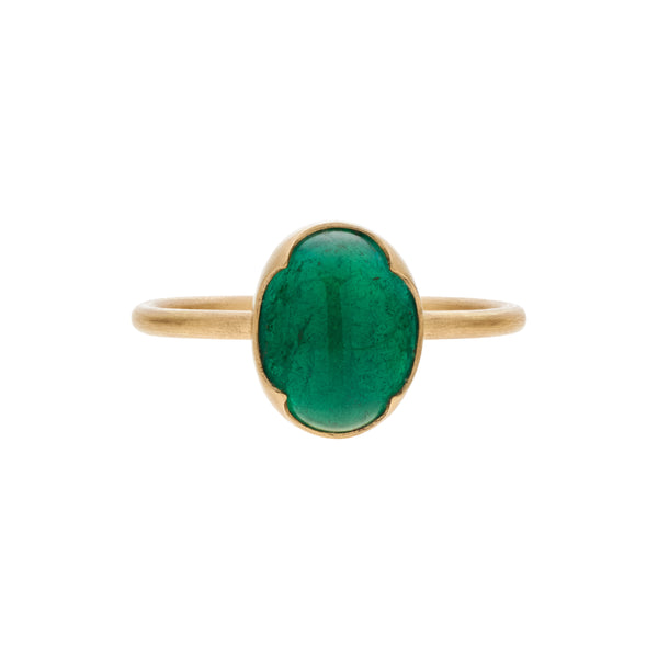 Gabriella Kiss 18k Oval Emerald Cabochon Ring- 2.26ct