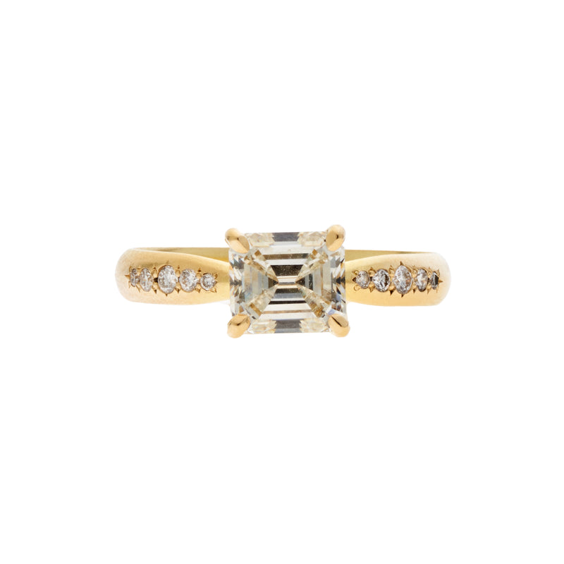 Tura Sugden 18k Antique Emerald Cut Diamond Ring 1.34ctw