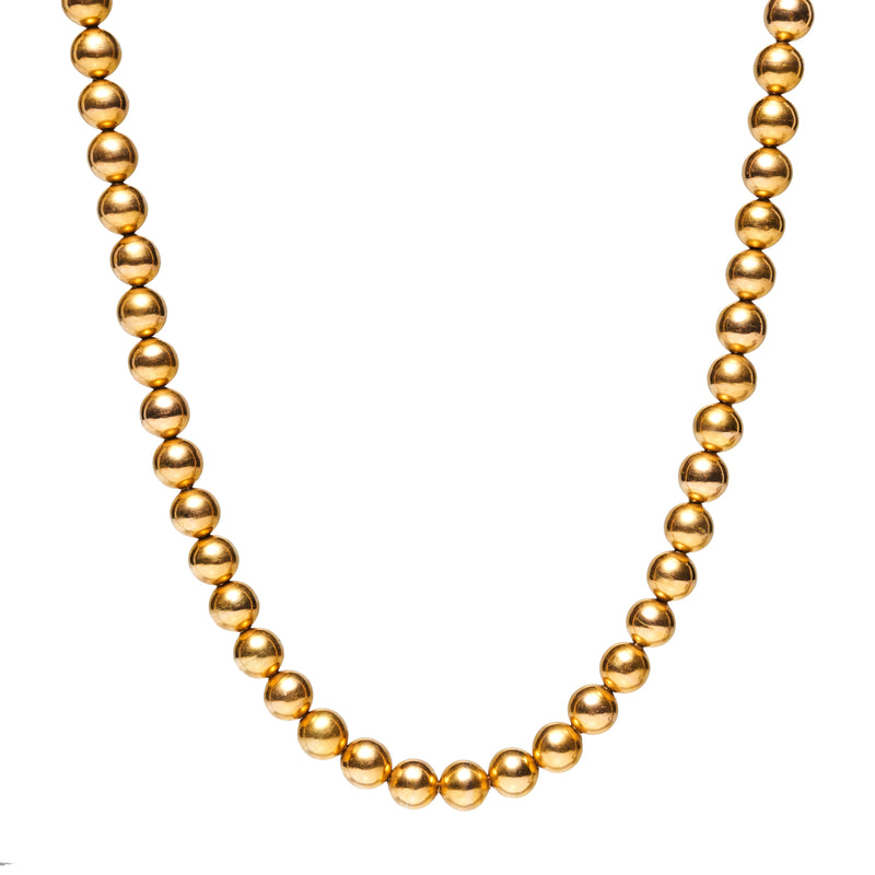 Antique 15k Gold Bead 6.5 mm Necklace 17"
