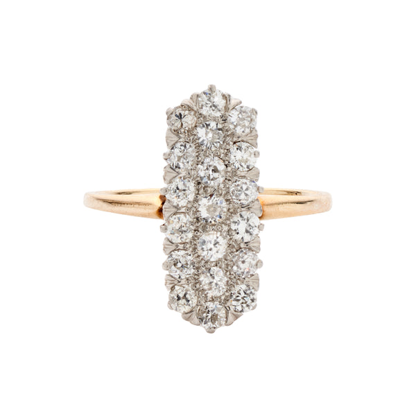 Antique Late Victorian Plat/14k Rectangular Multi Diamond Ring