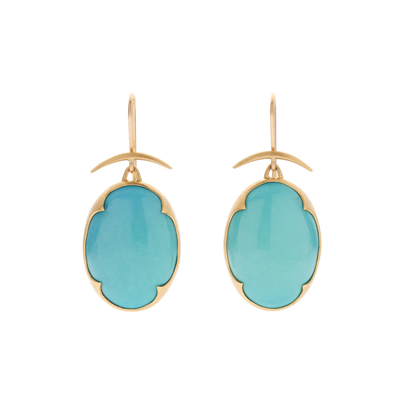 Gabriella Kiss 18k Large Sleeping Beauty Turquoise & Four Scallop Earrings