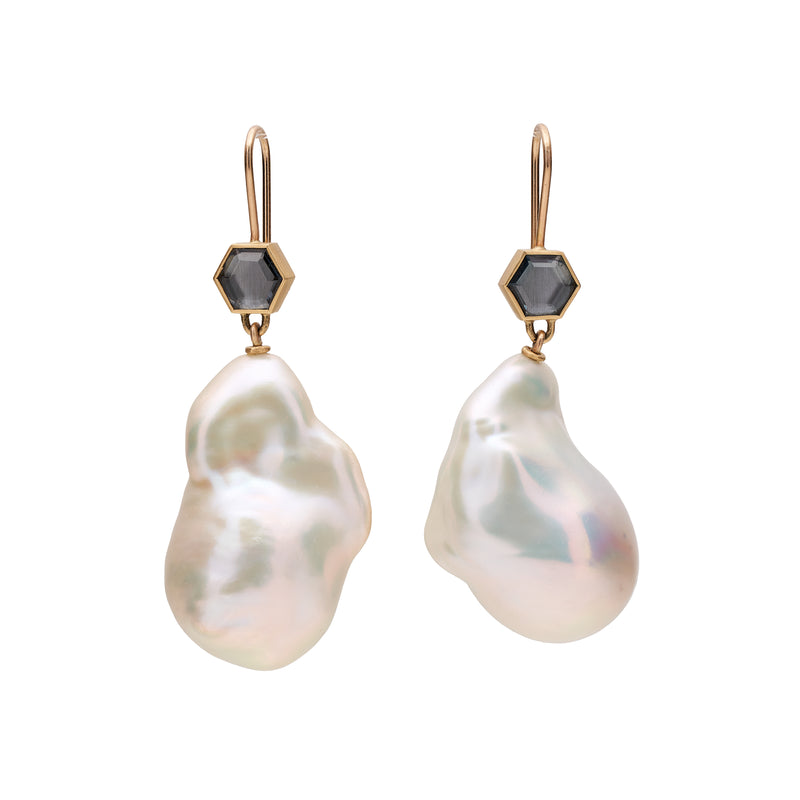 Gabriella Kiss 18k Spinel & Large Baroque Pearl Earrings