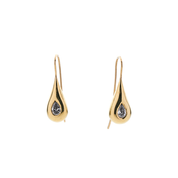 TenThousandThings 18k Teardrop Solitaire Diamond Earrings- 0.4cts
