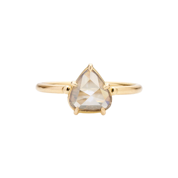 Tura Sugden 18k Green Pear-Shaped Diamond Solitaire Ring- .94ct