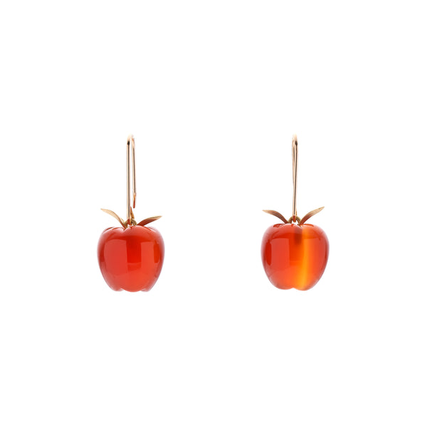 Gabriella Kiss 18k Carved Carnelian Apple Earrings