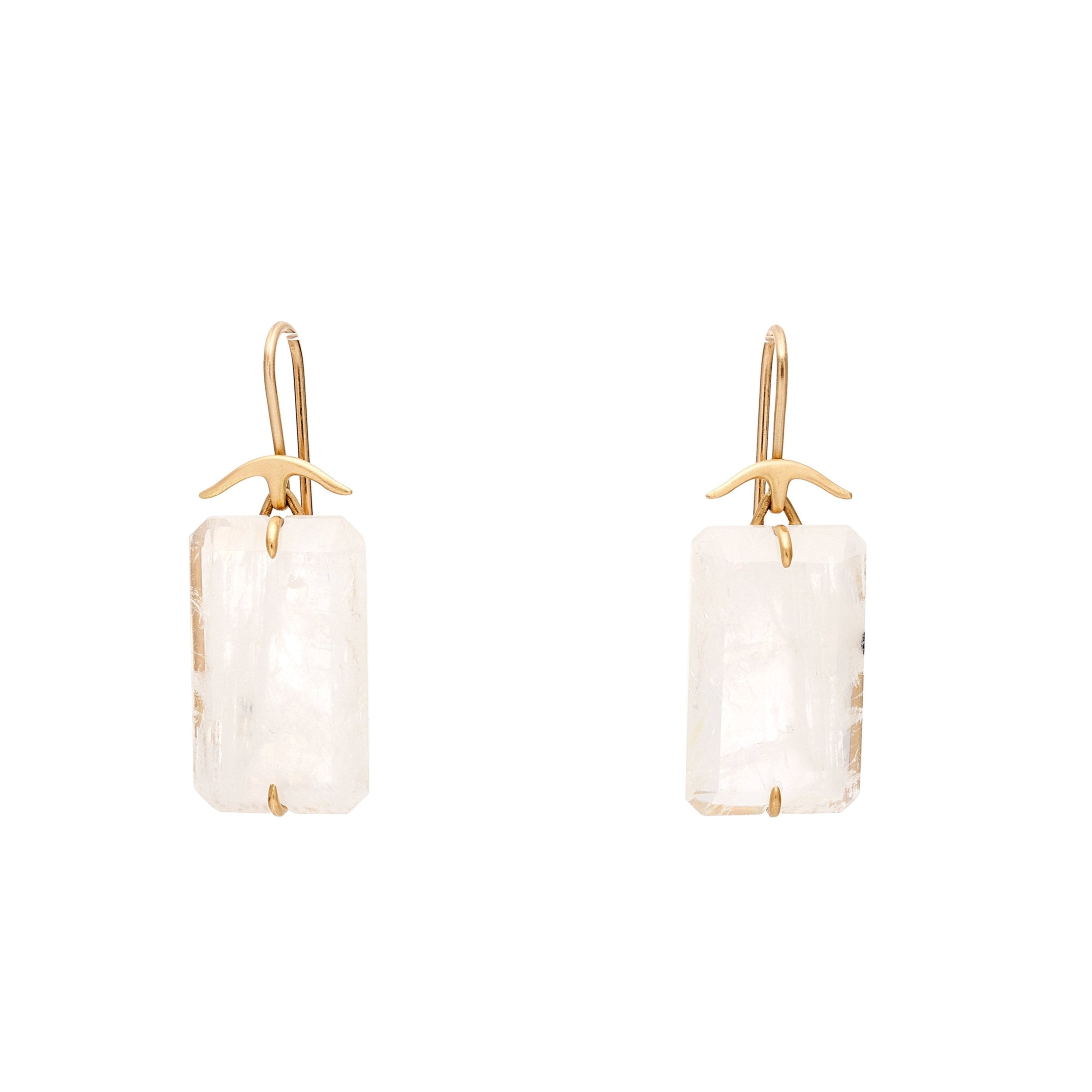 Gabriella Kiss 18k Emerald Cut Moonstone Earrings
