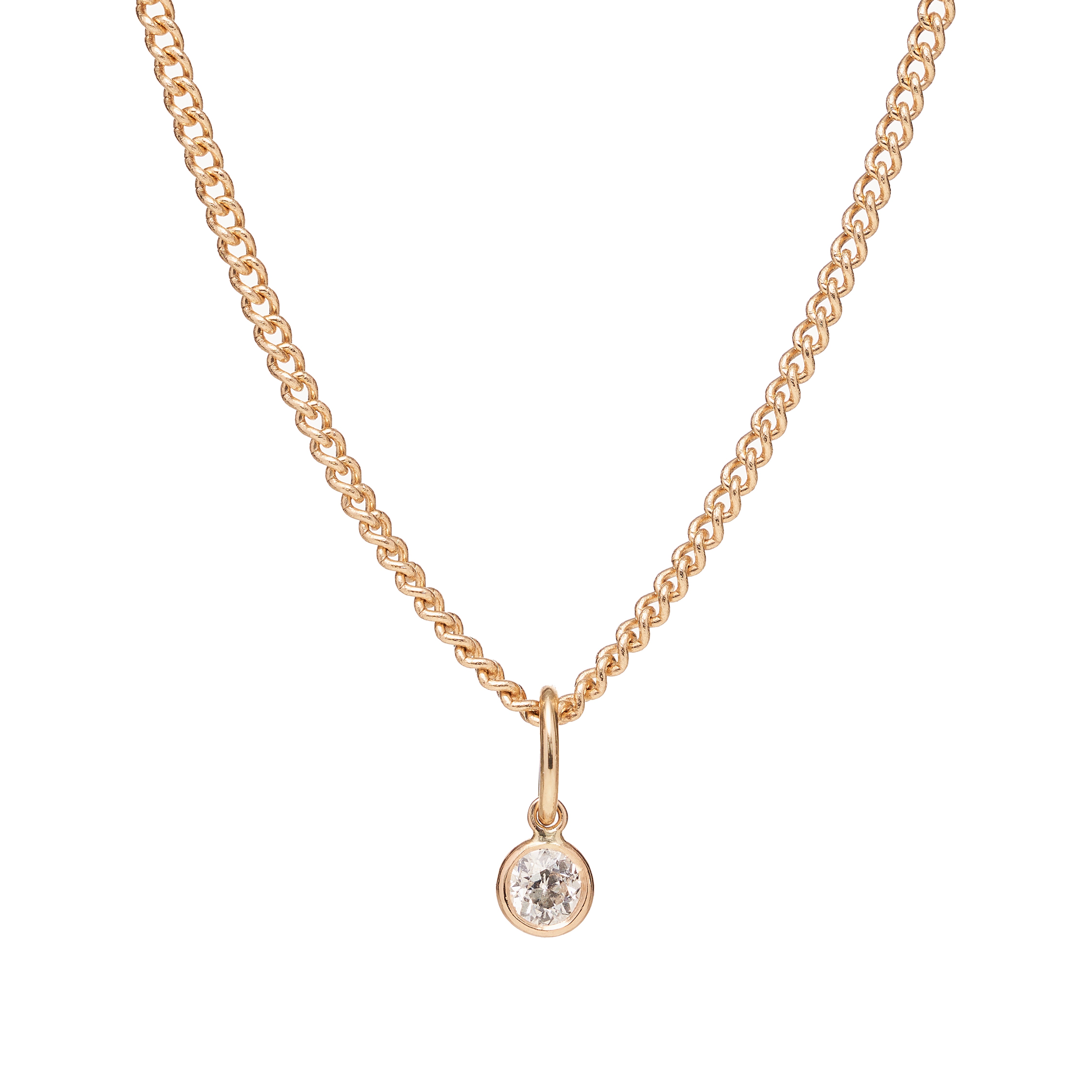 Métier Modern 14k Gold Bezel Set Diamond Charm Pendant- .35ct