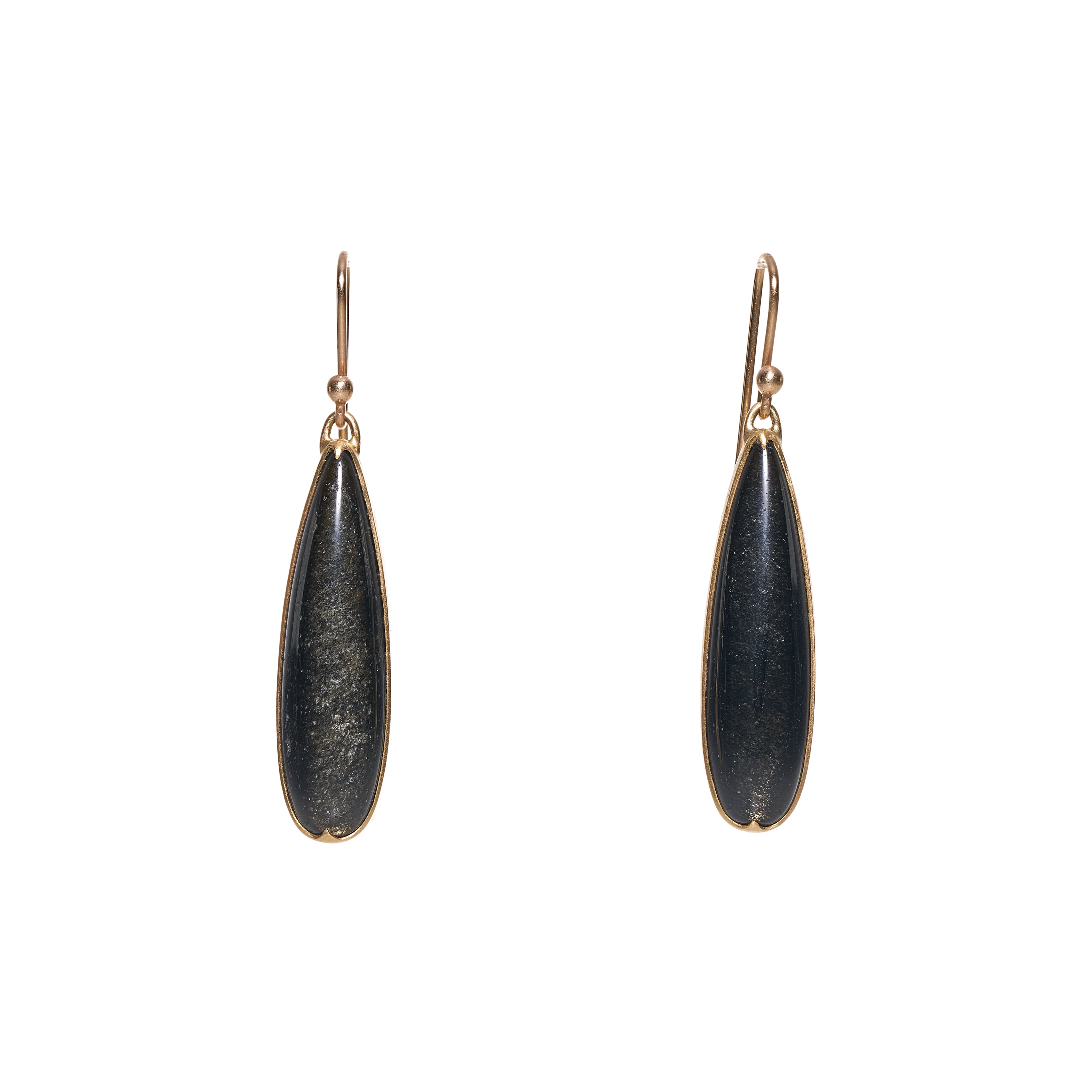 Gabriella Kiss 18k Elongated Obsidian Teardrop Earrings