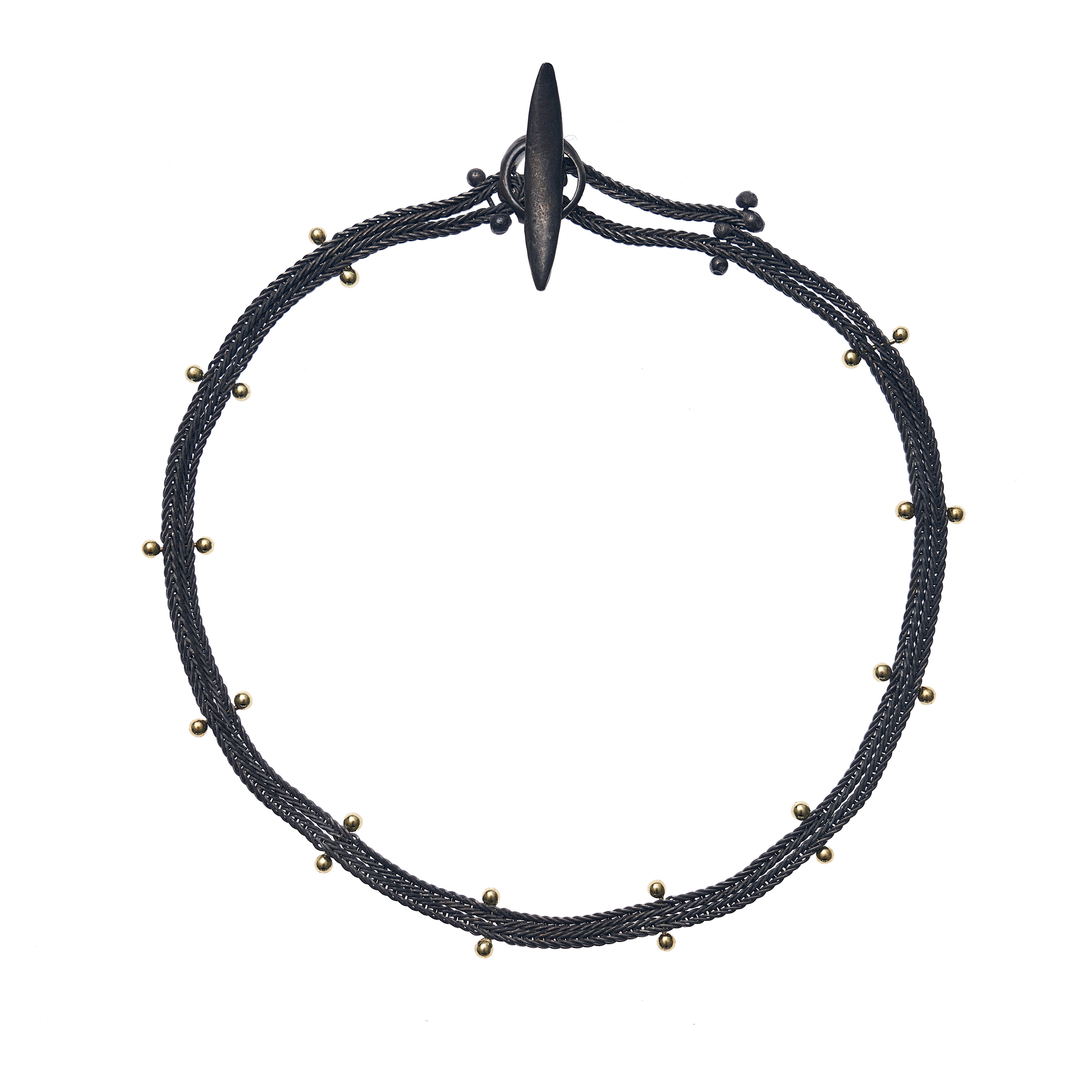 TenThousandThings 18k/SS Studded Double Black Chain Bracelet
