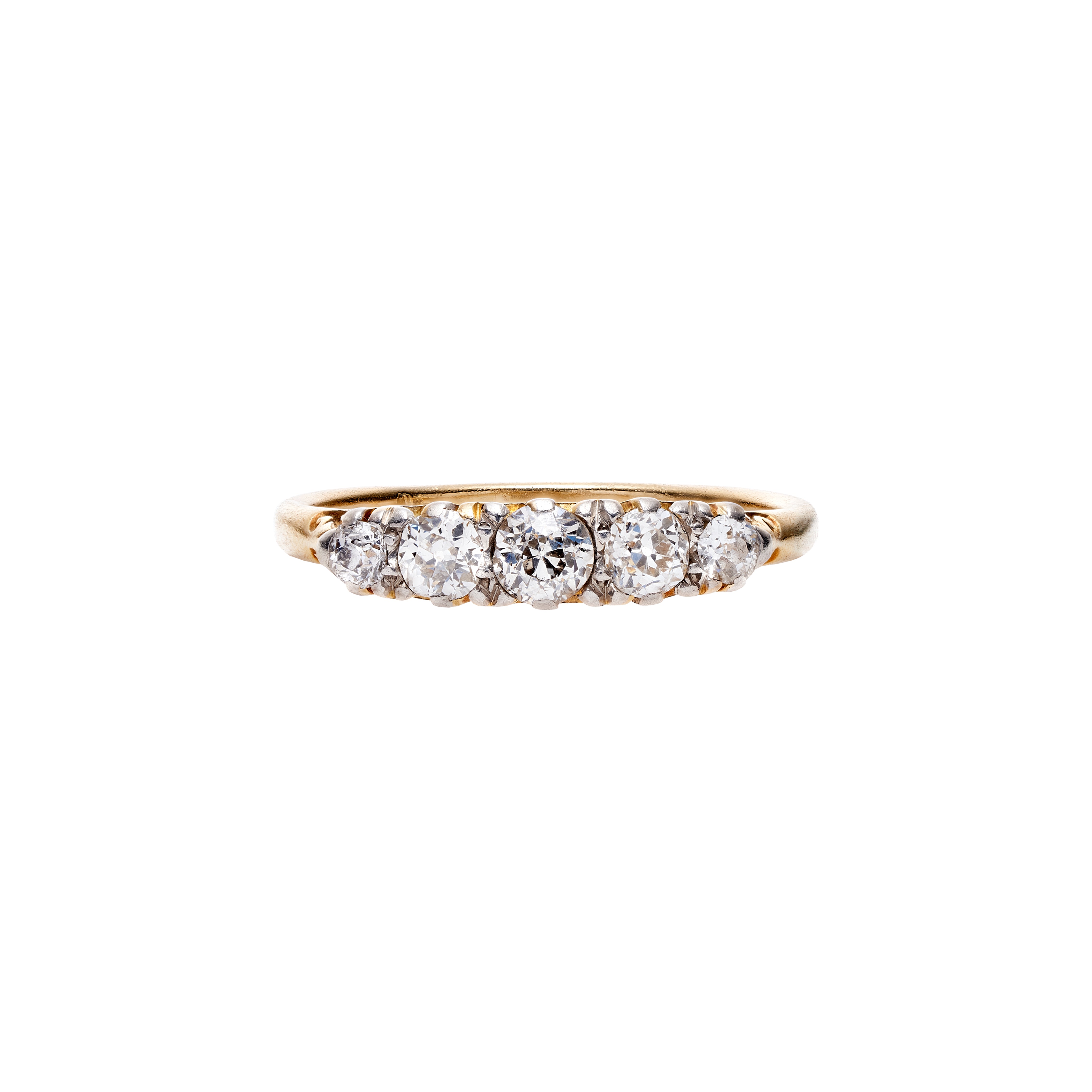 Antique Victorian 18k Five Diamond Half Hoop Ring- .45ct