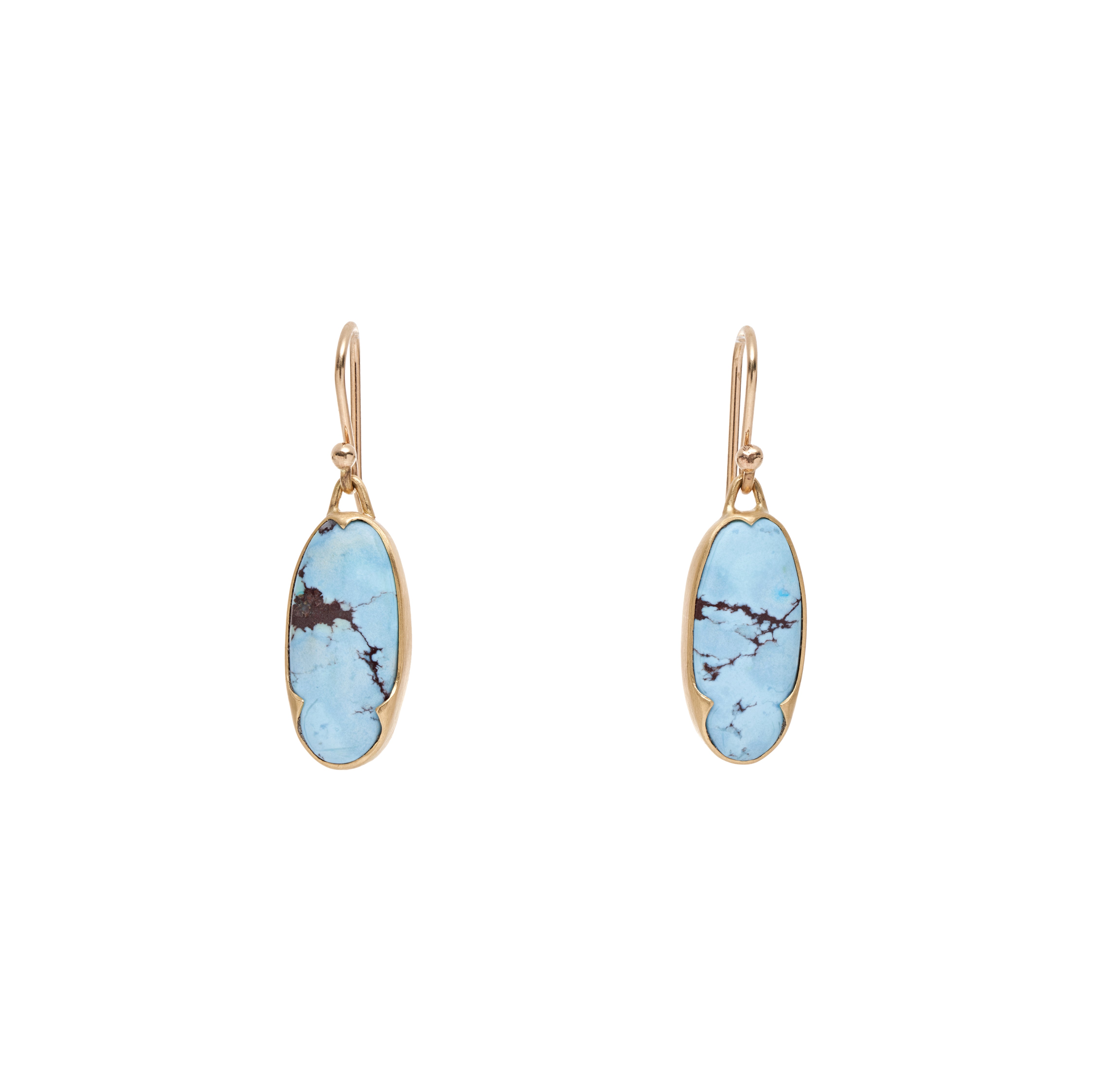 Gabriella Kiss 18k Long Oval Kazakhstan Turquoise Earrings